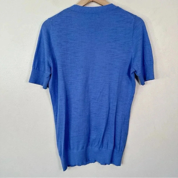 Banana Republic Womens Size Medium Vneck Button Short Sleeve Blue Cardigan - Picture 14 of 14